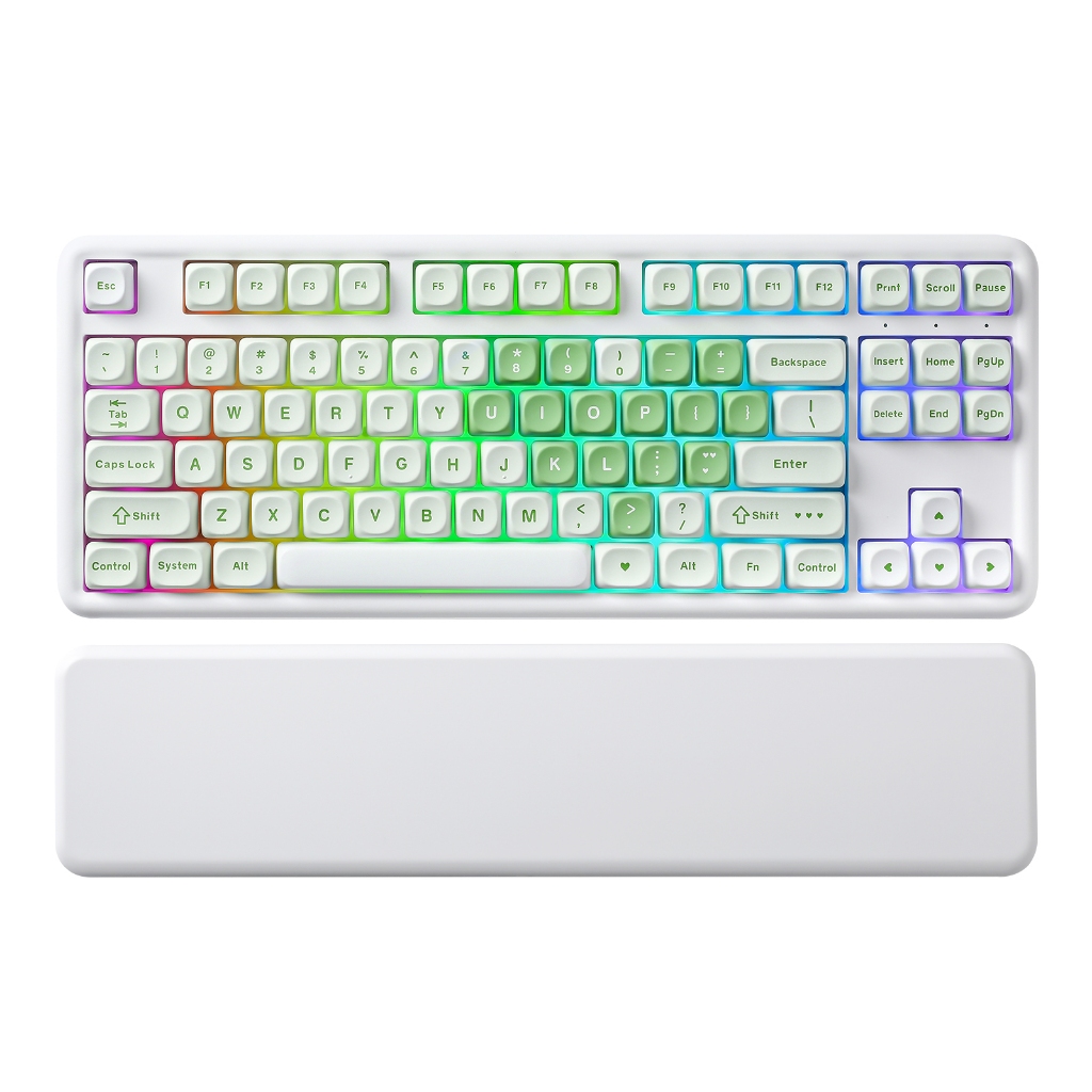 YUNZII B87 Matcha Heart คีย์บอร์ดไร้สาย, โปรแกรม QMK/VIA, เค้าโครง TKL 87 คีย์, BT/2.4G/USB-C, ปะเก็