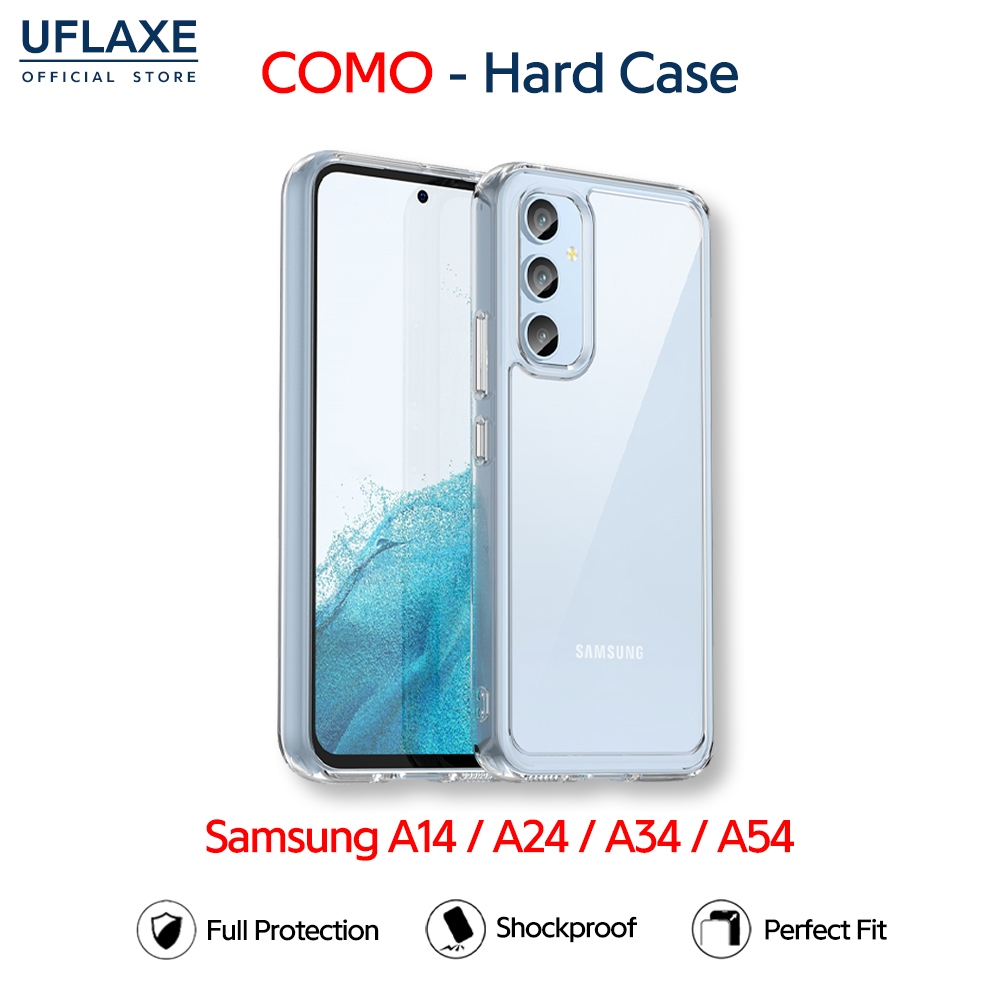 UFLAXE COMO - เคส Samsung Galaxy A14 / A24 / A34 / A54 5G - เคสแข็งกันกระแทกกันเหลืองใส เคสโทรศัพท์บางทนทานป้องกันรอยนิ้วมือ