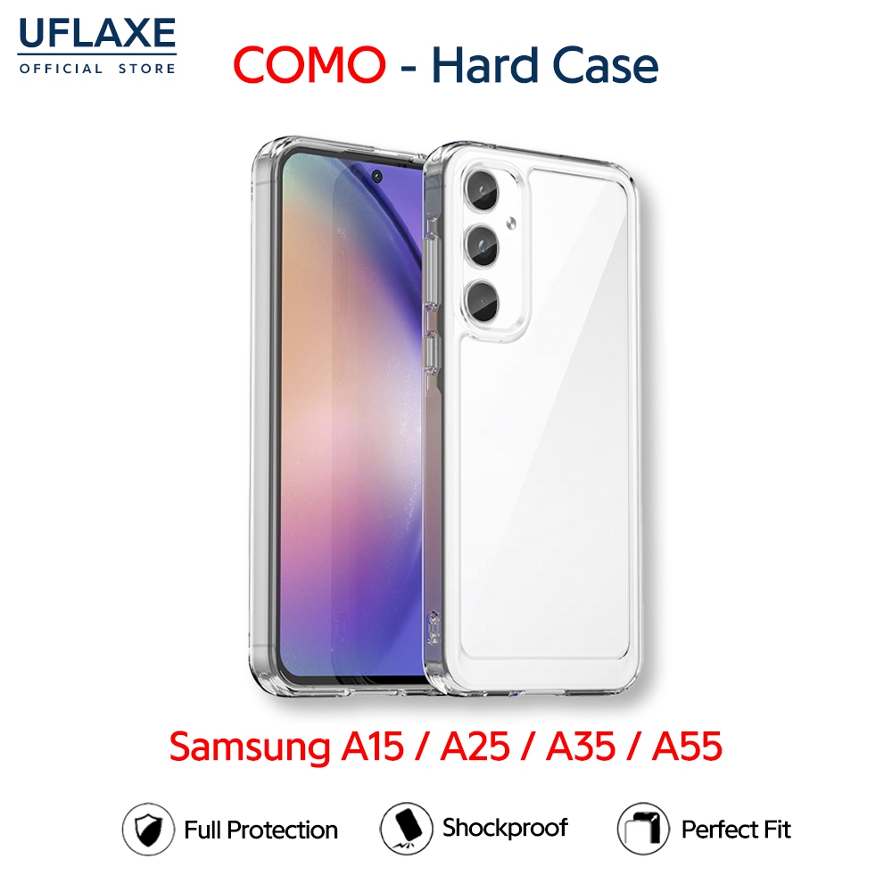 UFLAXE COMO - เคส Samsung Galaxy A55 / A15 / A25 / A35 5G - เคสแข็งใสกันเหลืองกันกระแทก เคสโทรศัพท์บางเฉียบป้องกันรอยนิ้วมือ