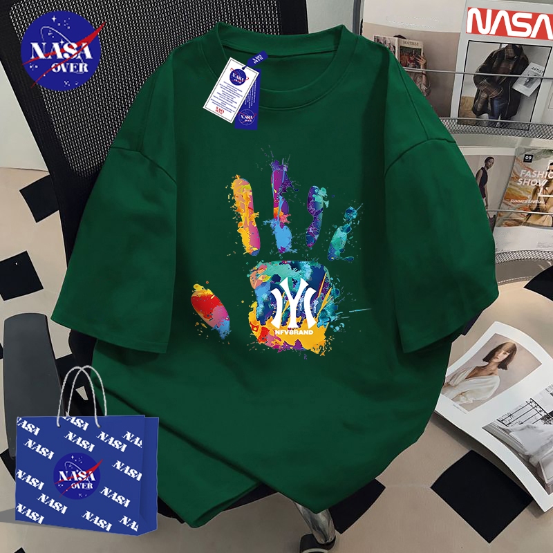 【พร้อมส่ง】🔥NASA ผ้าฝ้ายแท้100% ยูนิเซ็กส์ ฤดูร้อน หลวม สบาย แขนสั้น บุคลิก ฝ่ามือ ✋ ลาย เท่คูล เสื้อYG551
