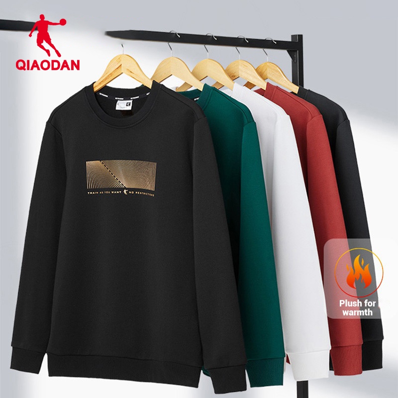 เสื้อลำลองแฟลนเนลคอกลมสำหรับผู้ชาย จากQiaodan อบอุ่นในอากาศหนาว