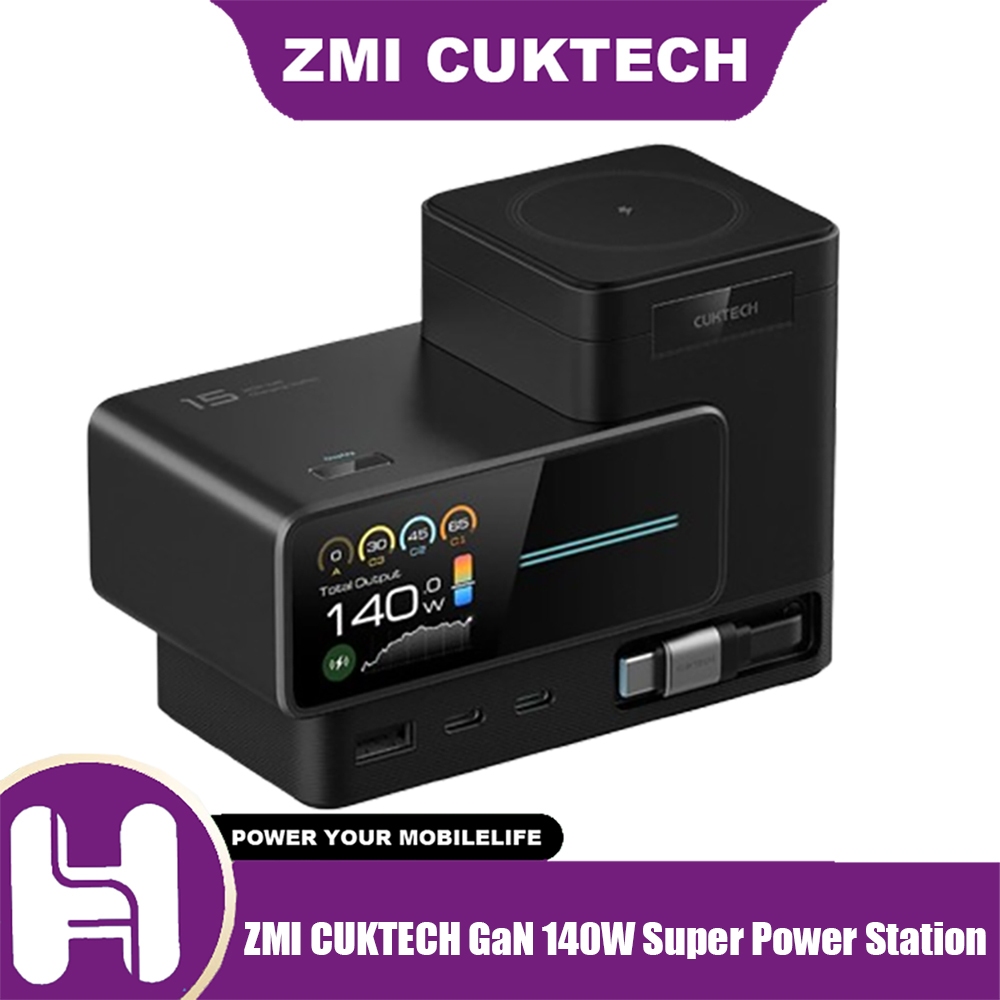 ZIM CUKTACH GaN 140W Super Power Station 140W 6-in-1 เครื่องชาร์จเดสก์ท็อปมัลติฟังก์ชั่น