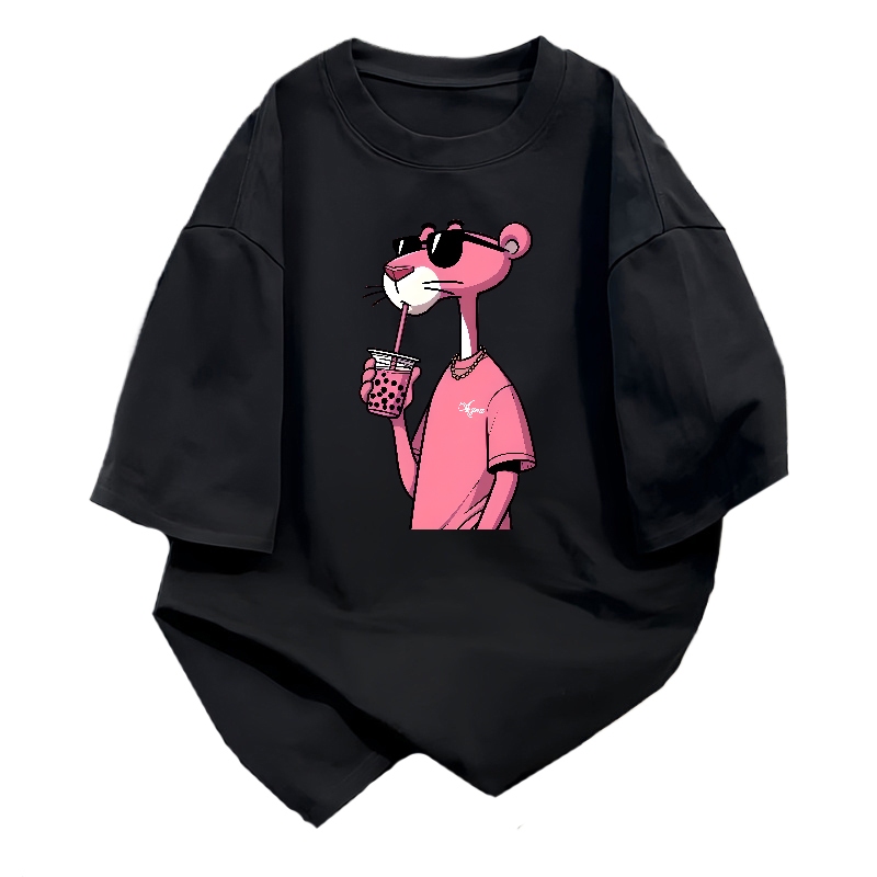 【พร้อมส่ง】🔥NASA ยูนิเซ็กส์ ฤดูร้อน ผ้าฝ้ายแท้100% หลวม พิงค์แพนเธอร์ 🐆การ์ตูน ลาย แฟชั่น ลำลอง แขนสั้น เสื้อYG755 - รูปที่ 7