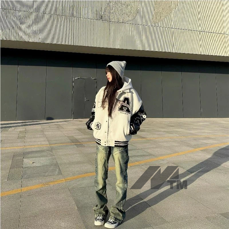 เอ็มทีเอ็ม ถนน สไตล์พิมพ์ด้านบน,ผู้ชายผู้หญิงสไตล์เดียวกันเย็บเบสบอลเครื่องแบบแจ็คเก็ต