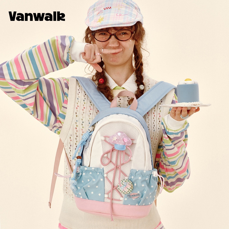 กระเป๋าเป้สะพายหลัง Vanwalk สไตล์น่ารักจากคอลเล็กชัน Pinecone Tribe Series v2972 - รูปที่ 4