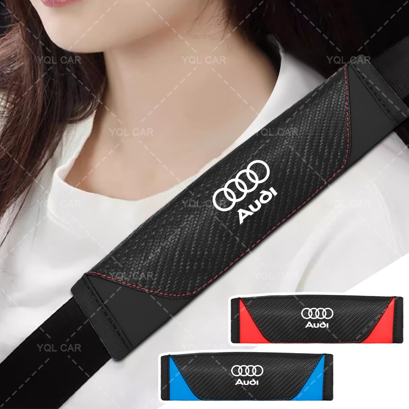 1/2pcs โลโก้รถ Seat-belt Protector นุ่มรถเข็มขัดคอสําหรับ Audi A4 B8 A3 8P S3 A5 A6 S6 C6 Q5 A8 R8