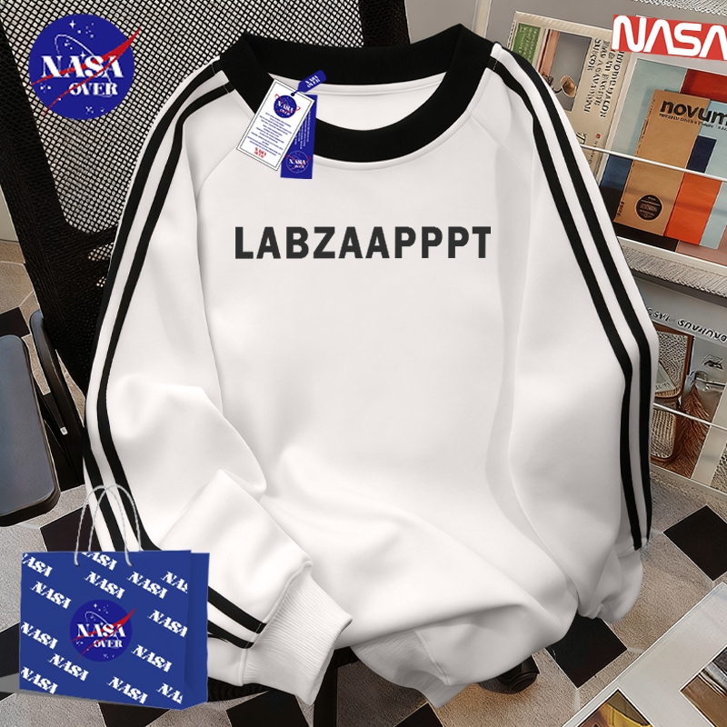 【พร้อมส่ง】 NASA ยูนิเซ็กส์ ฤดูใบไม้ร่วง แขนยาว แฟชั่น ลายตัวอักษร หลวม สบาย สีขาว เสื้อสเวตเตอร์คอกลมYG174