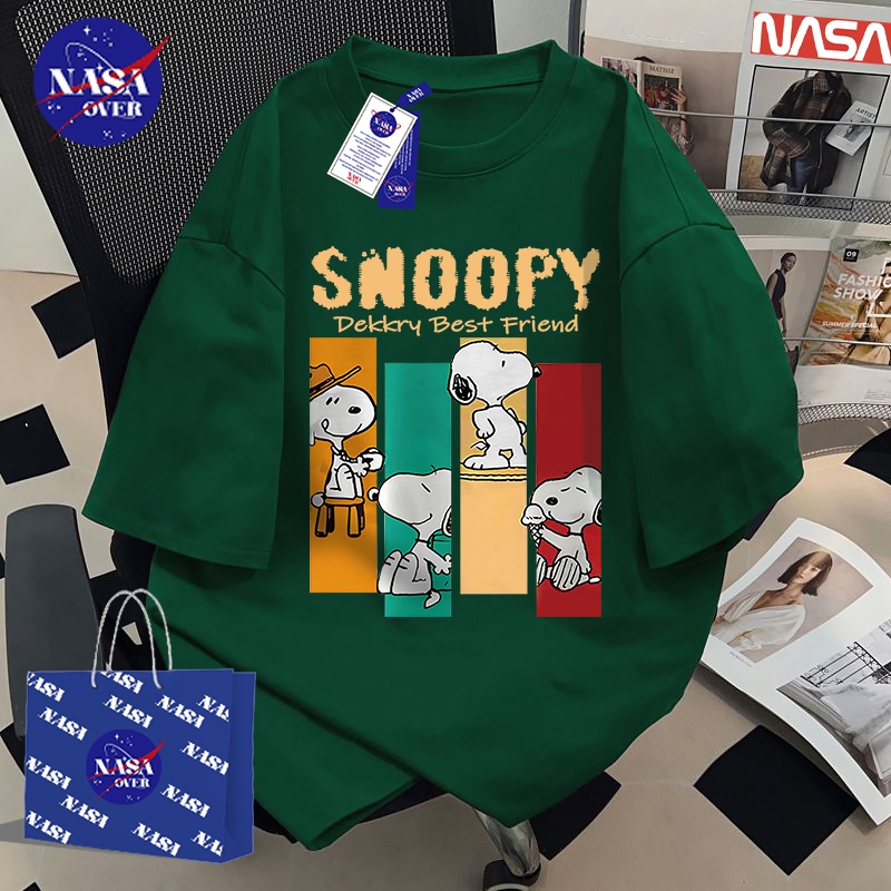 【พร้อมส่ง】🔥NASA ผ้าฝ้ายแท้100% หลวม แขนสั้น ยูนิเซ็กส์ ฤดูร้อน สีตัดกัน 🎨 การ์ตูน  ลาย เท่คูล วินเจ เสื้อYG1254