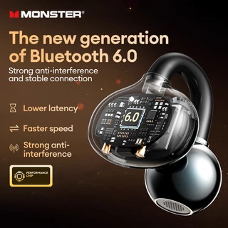 Monster D08 หูฟังบลูทูธ Open Ear แบบหนีบหู คุณภาพเสียง HiFi รอบทิศทาง ENC ไมโครโฟนคมชัด