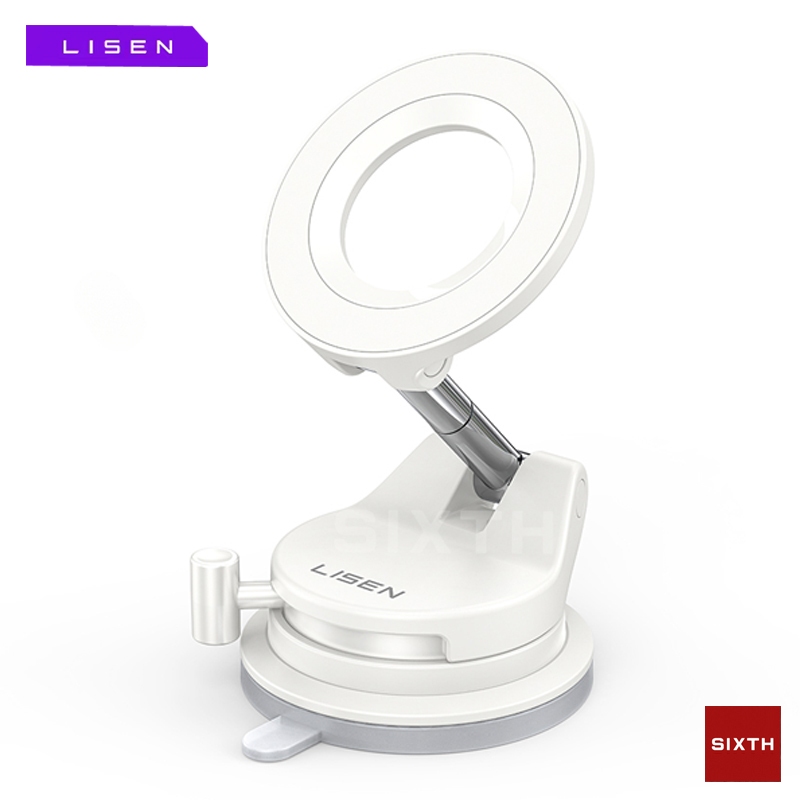 lisen ที่ วาง มือถือ แบบ สูญญากาศติดกระจกรถยนต์ ที่วางมือถือแบบแม่เหล็ก หมุนได้ 360 องศา พับได้ ปรับมุมมอง 3 แกน ดูดติดกระจกรถ-แผงคอนโซล ที่วางมือถือบนโต๊ะ