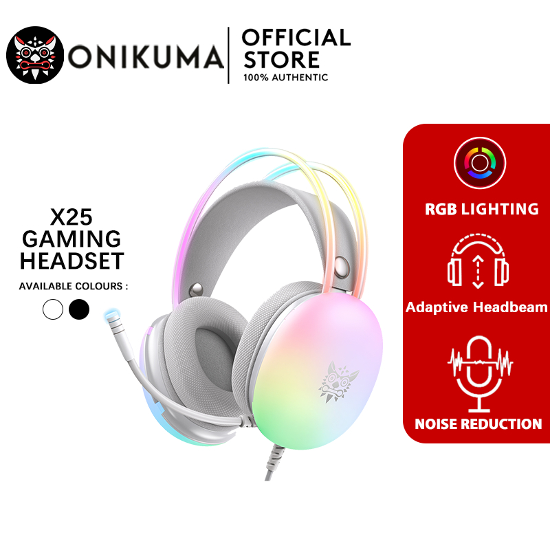 Onikuma X25 RGB Gaming Headset เรืองแสงเต็มรูปแบบ หูฟังเกมมิ่ง ใช้งานได้ทั้ง PC / Mobile / PS4 / XBO