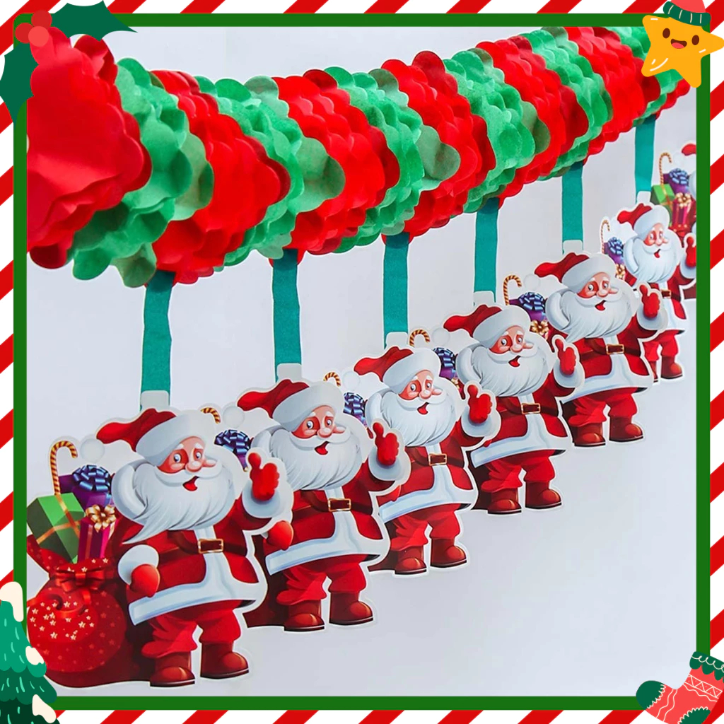 แบนเนอร์คริสต์มาส Santa Claus Snowman Merry Christmas ตกแต่งในร่มสําหรับบ้าน Christmas Party Supplies เครื่องประดับคริสต์มาส Xmas Decor Happy New Year 2026 ตกแต่ง
