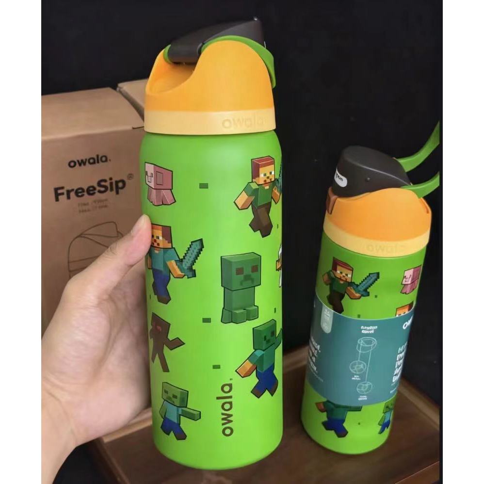 Owala x Minecraft Freesip Limited Edition Cool Game Block Man Design ถ้วยสแตนเลส 24oz / 32oz