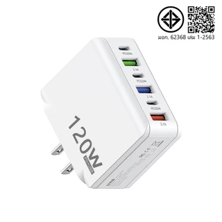 6 พอร์ต อะแดปเตอร์ชาร์จเร็ว 120W PD USB QC3.0 3.1A USB Type C charge สําหรับโทรศัพท์มือถือ