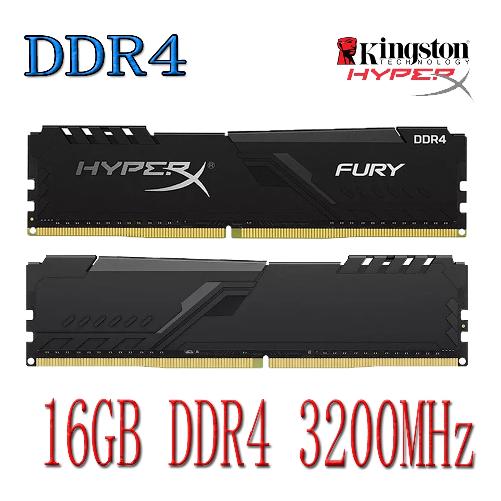 Kingston HyperX Fury DDR4 RAM 16GB DDR4 3200MHz HX432C16FB3/16 หน่วยความจําเดสก์ท็อปโอเวอร์คล็อก RAM