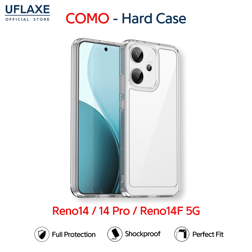 UFLAXE COMO - เคส OPPO Reno 14 / Reno 14 Pro / Reno 14F 5G - เคสแข็งกันกระแทกกันเหลืองใส เคสโทรศัพท์บางทนทานป้องกันรอยนิ้วมือ