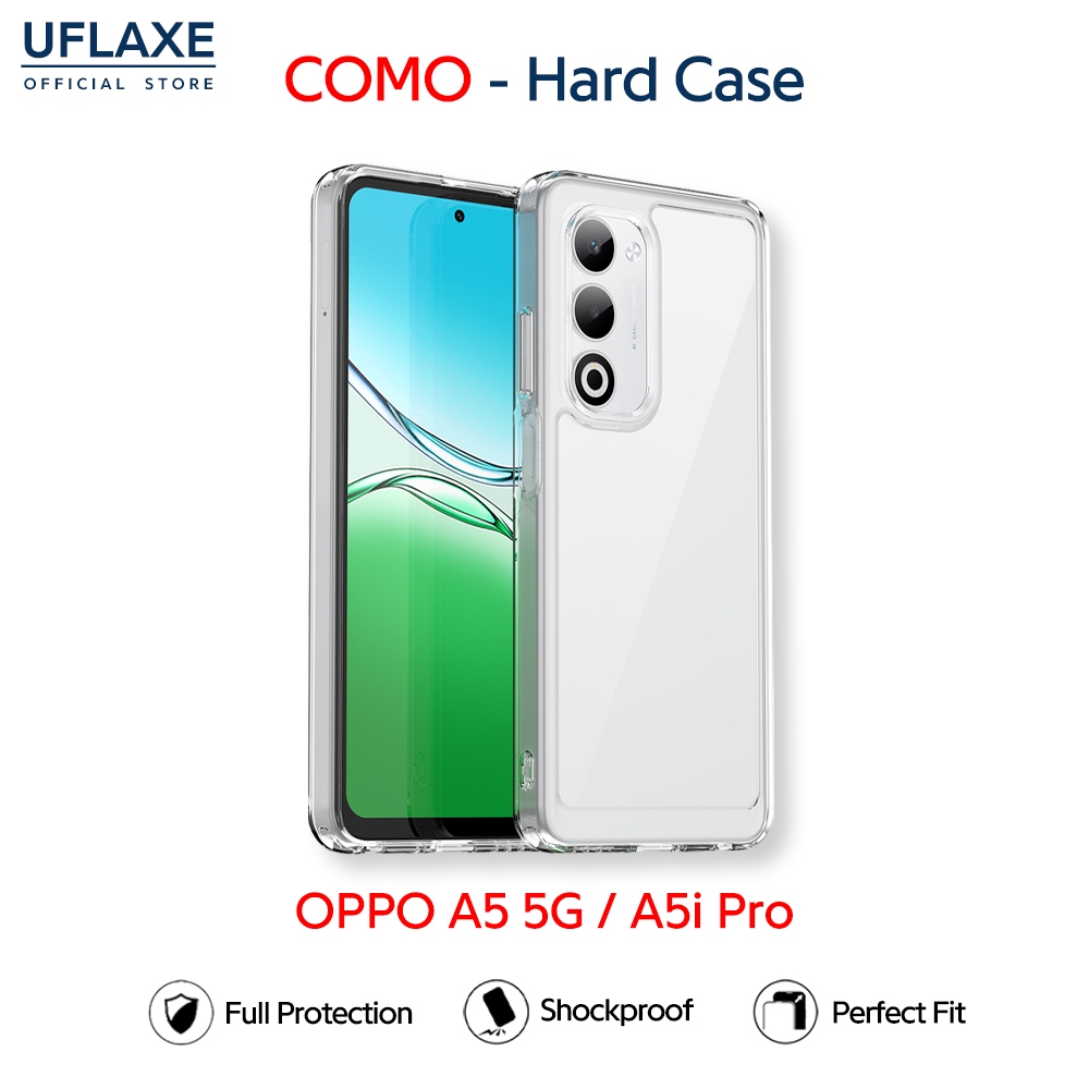 UFLAXE COMO - เคส OPPO A5 5G / A5i Pro - เคสแข็งกันกระแทกกันเหลืองใส เคสโทรศัพท์บางทนทานป้องกันรอยนิ้วมือ