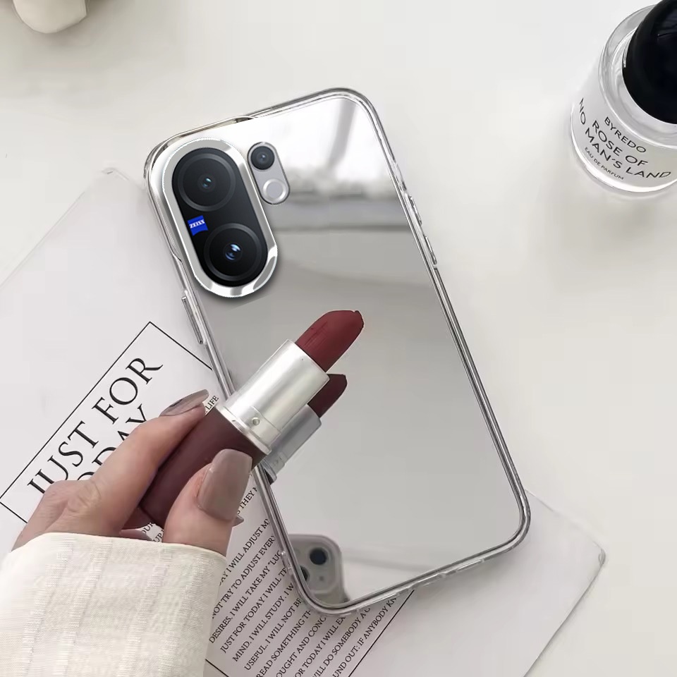 สําหรับ vivo V70 FE V60 V50 Lite V40 V30 V29 V27 X300 X200 Pro Y200 Y100 Y19S Y28S Y03T Y18 เคสโทรศัพท์การ์ตูน Minie พร้อมกระจก