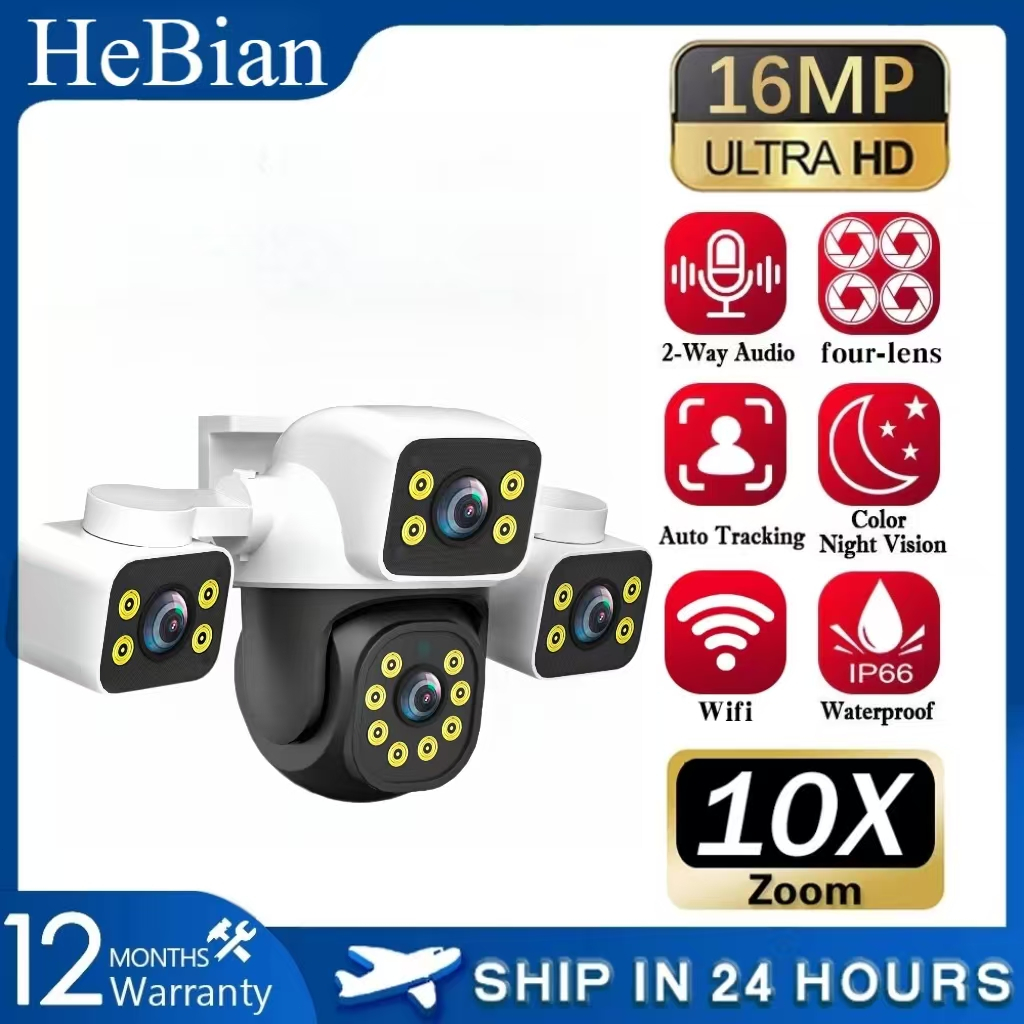 12MP 8K 3 เลนส์ 10x ซูมออปติคอลกันน้ํากลางแจ้งกล้องวงจรปิด WIFI การเชื่อมต่อโทรศัพท์กล้อง IP PTZ ควบ