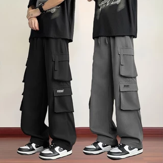 กางเกงคาร์โก้ผู้ชาย ขนาดใหญ่หลวม All-Match Straight Loose Fit มี 3 สี รองรับเก็บเงินปลายทาง