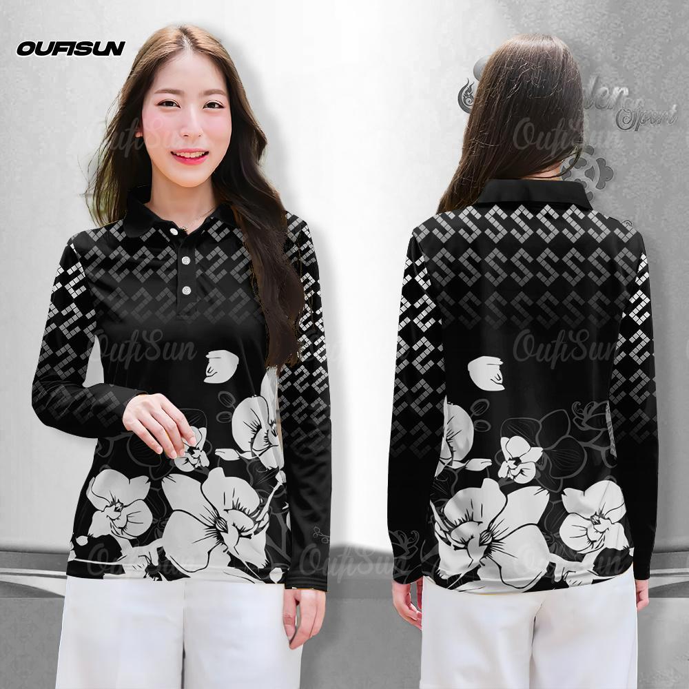 เสื้อท็อปแขนยาวสีดำ ลายเรียบง่าย เหมาะสำหรับใส่ทำงาน