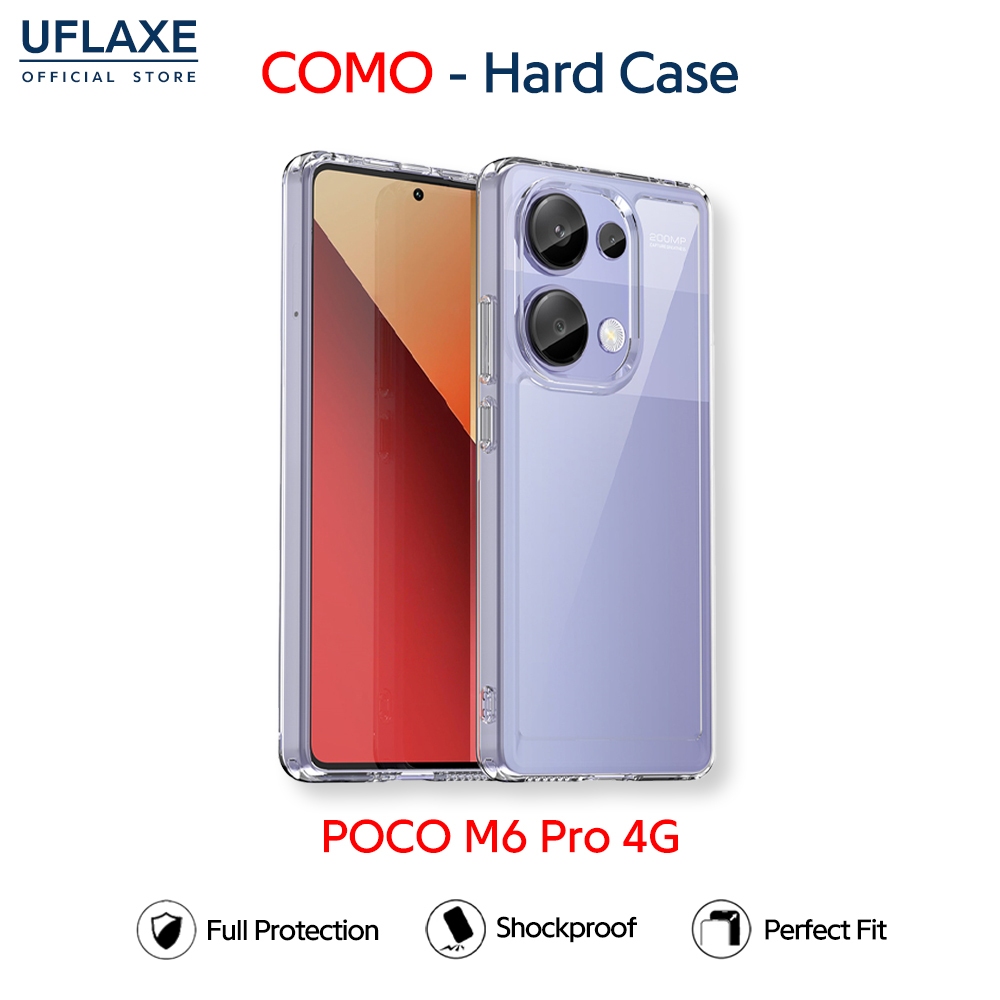 UFLAXE COMO – เคส Xiaomi POCO M6 Pro 4G – เคสแข็งกันกระแทกกันเหลืองใส เคสโทรศัพท์บางทนทานป้องกันรอยนิ้วมือ – โปรปัง