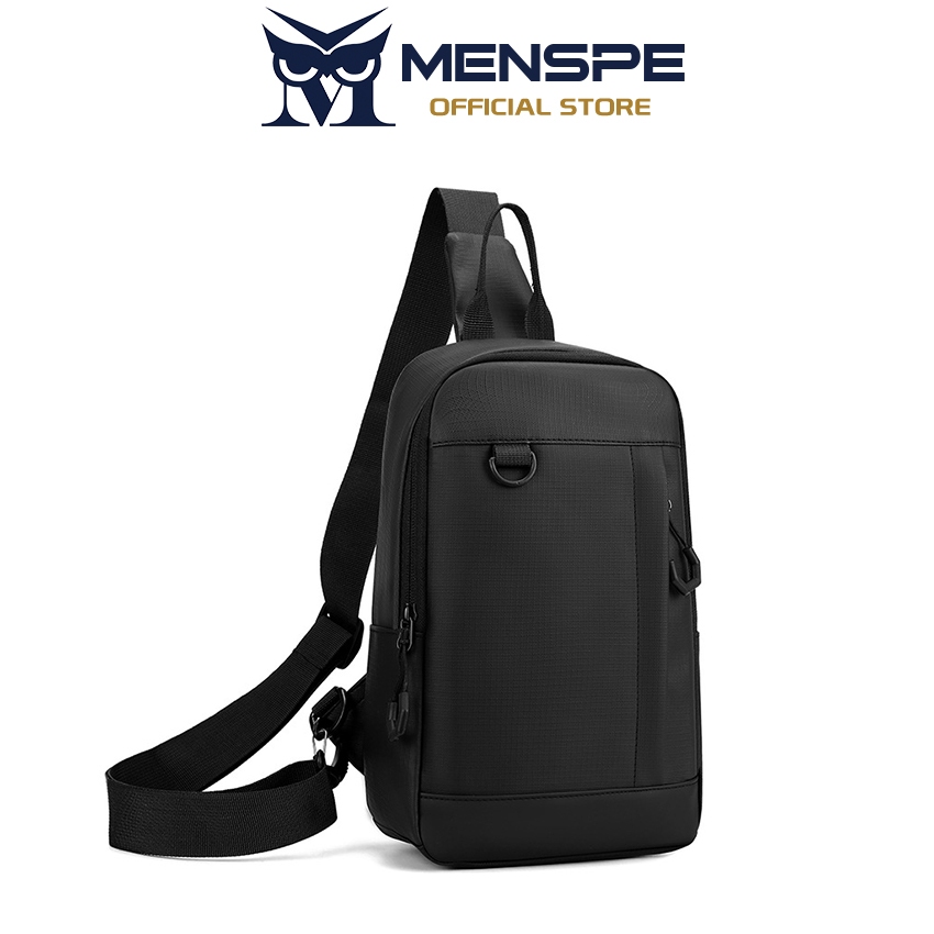 MENSPE กระเป๋าคาดหน้าอกแฟชั่นสำหรับผู้ชาย ดีไซน์มีรูชาร์จ USB ความจุขนาดใหญ่ กระเป๋าทำงานกันน้ำ