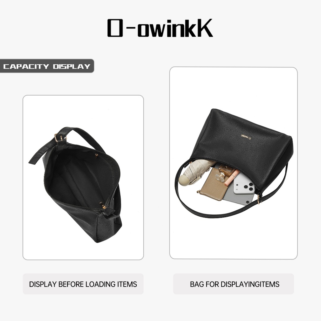 O-owinkK حقيبة هوبو جلد صناعي محبب كبيرة — صورة 7