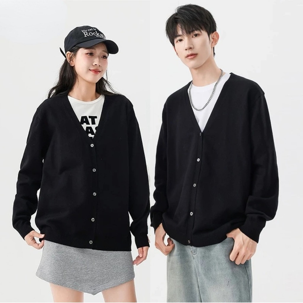 เสื้อไหมพรมคอวี ทรงหลวม เนื้อหนานุ่ม สไตล์มินิมอล ใส่ได้หลายลุค (สินค้าใหม่)