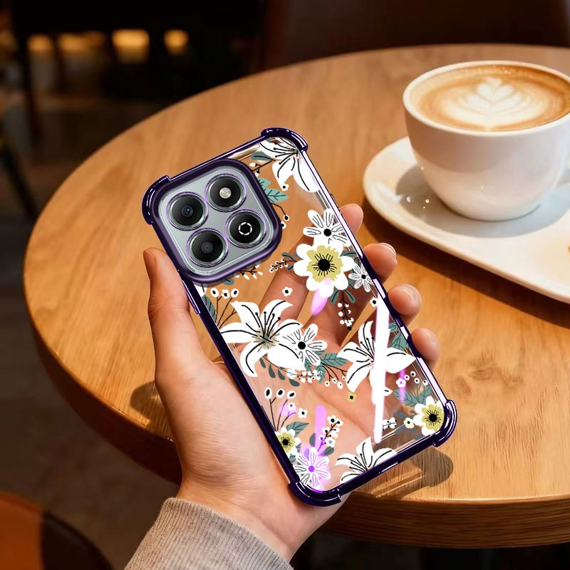 YBDปลอกสําหรับHonor X7D Honor 400 สมาร์ทX7C X6B Plus Honor 200 สมาร์ทดอกไม้ดอกลิลลี่สีชมพูและสีขาวKi