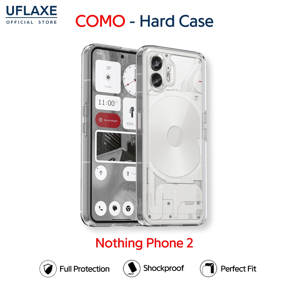 UFLAXE COMO - เคส Nothing Phone 2 - เคสแข็งกันกระแทกกันเหลืองใส เคสโทรศัพท์บางทนทานป้องกันรอยนิ้วมือ