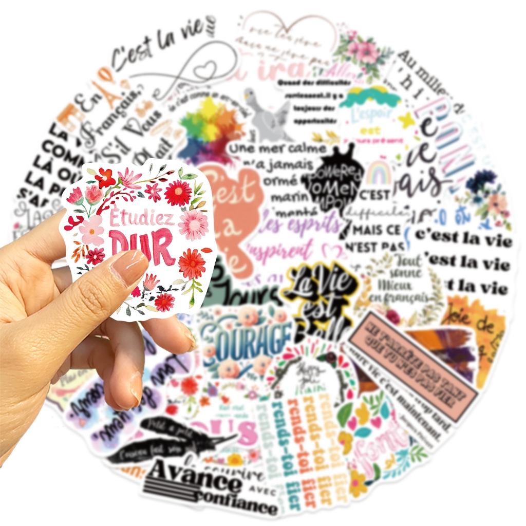 50 ชิ้นคําคมสร้างแรงบันดาลใจฝรั่งเศสสติกเกอร์สร้างแรงบันดาลใจพระกราฟฟิตี ทําเอง โทรศัพท์โน๊ตบุ๊ค ง เอแคลส์ - รูปที่ 4