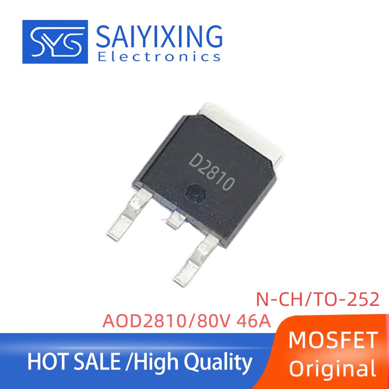 10PCS AOD2810 D2810 TO-252 Field Effect Tube 46A 80V N Channel MOSFET