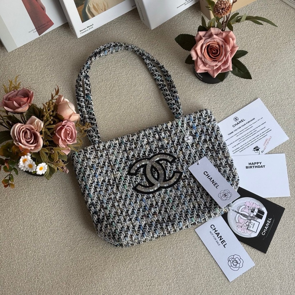 ✨Vip Overseas Beauty สมาชิกแจกทําด้วยผ้าขนสัตว์ Sequined Tote Underarm Bag กระเป๋าช้อปปิ้ง