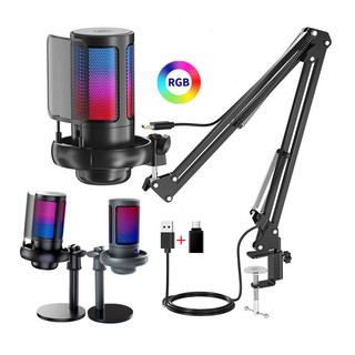 Condensador USB RGB Microfone PC Botão Mudo Para Jogos De Computador Laptop/PS4/5 Streaming Podcast Studio Gravação