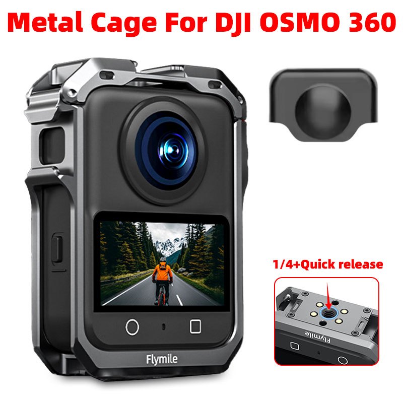 Flymile โลหะป้องกันกรงสําหรับ DJI Osmo 360 Panoramic Action กล้องอลูมิเนียม Multi-Functional ขยายกรงกระต่ายกรอบกล้องอุปกรณ์เสริม