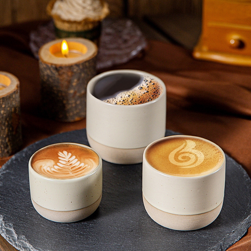 แก้วกาแฟวินเทจ 100ml 180ml 230ml เซรามิคถ้วยชาสไตล์ญี่ปุ่น cafes Drinkware สโตนแวร์เอสเปรสโซสําหรับร้านอาหารโรงแรม