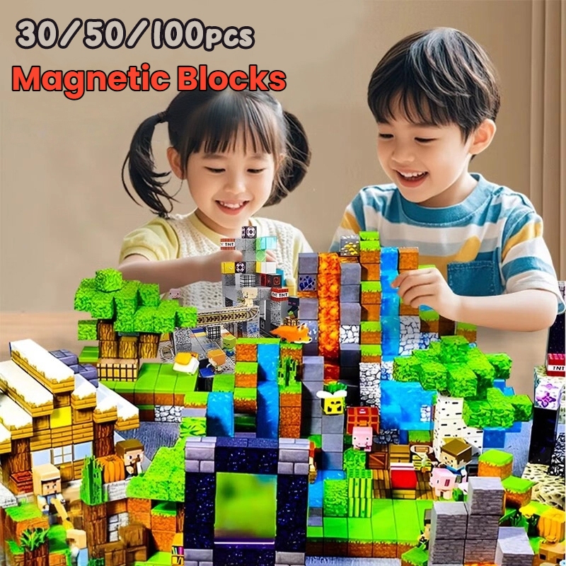 AIYIN บล็อกตัวต่อแม่เหล็ก ใหม่-ของเล่นปริศนาธีมเกม  บล็อกแม่เหล็กเพื่อการศึกษา ของเล่นสร้าง