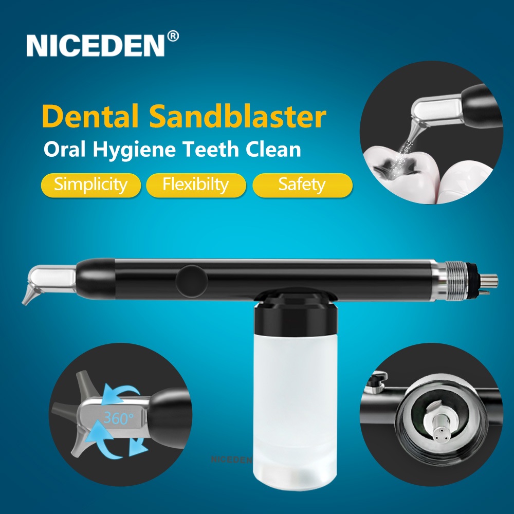 NICEDEN Dental Alumina Micro Sandblaster เครื่องขัดนิวเมติก 4 หลุม/2 หลุมสีดํา