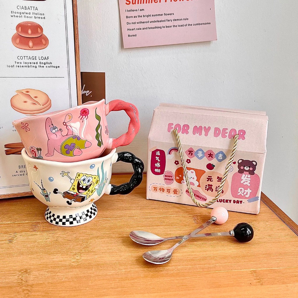 Spongebob SquarePants Mug Water Cup 2025 ถ้วยเซรามิคน่ารักสไตล์ใหม่