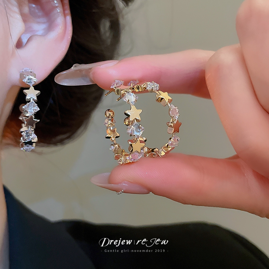 ต่างหู Dreejew Star Zircon Gold-Tone สำหรับผู้หญิง พร้อมให้เป็นของขวัญและสวมใส่ทุกวัน