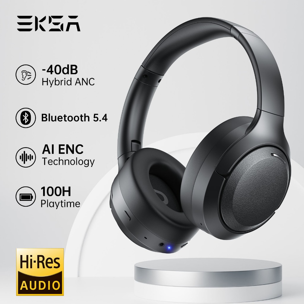 EKSA P300 หูฟังไร้สายบลูทูธ 5.4 ANC + ENC ชุดหูฟังตัดเสียงรบกวน Hi-Res HiFi พร้อมไมโครโฟน