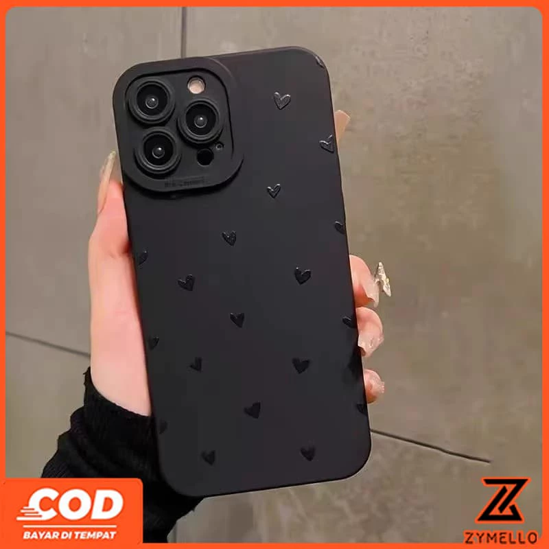 เคสสําหรับOPPO A6X A6 A5X A5 5G A6 PRO A5i A3 A3X A5 PRO A3 PRO A38 A79 A60 A58 A78 A18 A57 2022 A95 เคสโทรศัพท์TPUเรียบง่ายรูปหัวใจสีดําผิดปกติ