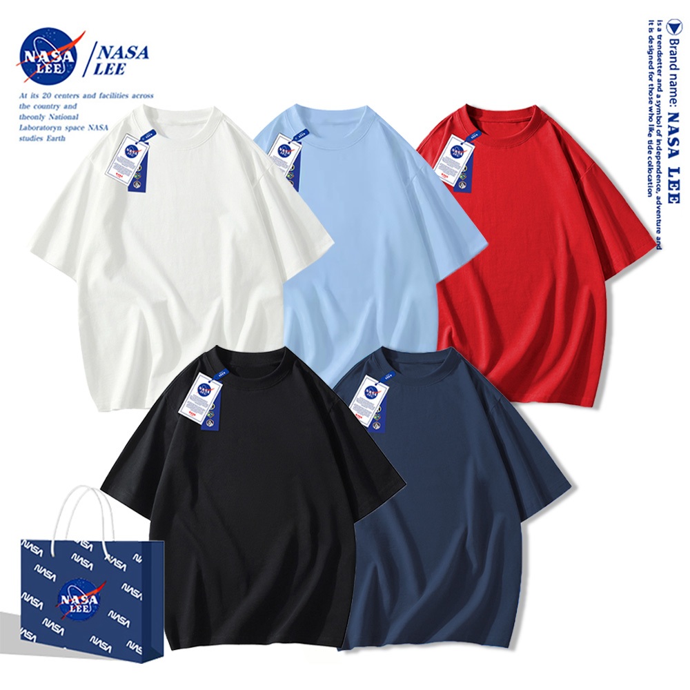 สินค้าพร้อมส่ง✨เสื้อยืด NASA ผ้าฝ้ายแท้ สีพื้น แขนสั้น ใส่ได้ทั้งผู้ชายและผู้หญิง เหมาะสำหรับวัยรุ่น