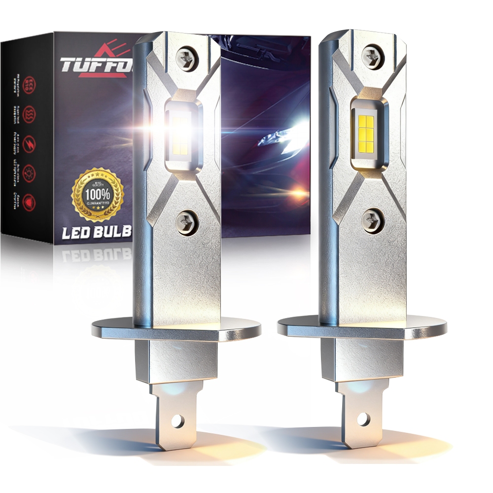 TUFFOO 1 คู่ H1 LED ไฟหน้าหลอดไฟ/หลอดไฟหมอกสําหรับรถยนต์/รถบรรทุกปลั๊กและ Plya - สีขาว