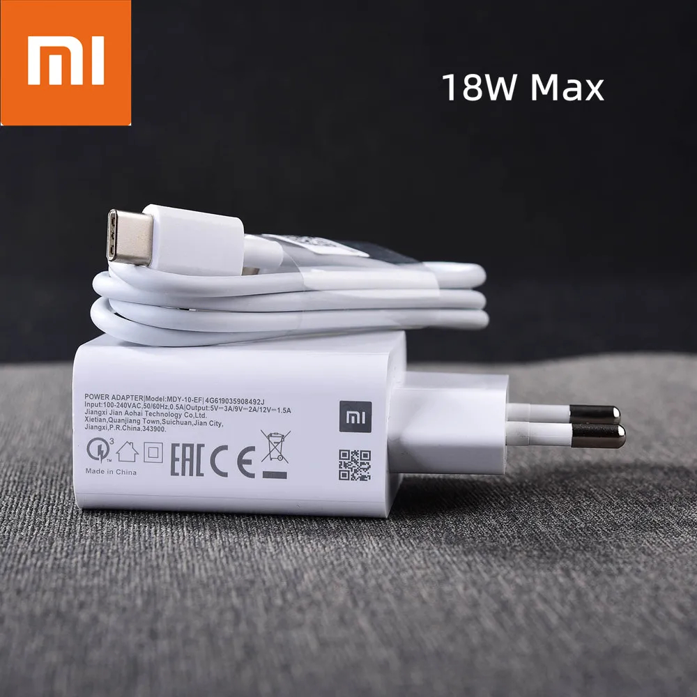 Xiaomi 18W Fast Charger Original QC 3.0 EU Quick Travel Adapter Micro USB/Type C สําหรับ Mi 8 9 SE A