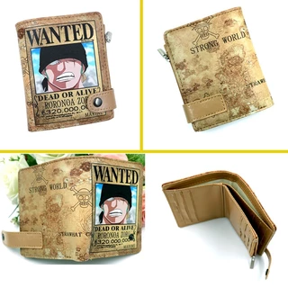 กระเป๋าสตางค์ ใบสั้น ลายการ์ตูนวันพีช Monkey D Luffy มีกระดุม