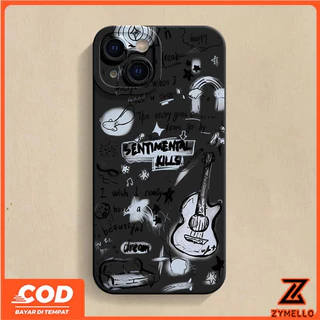 สําหรับ OPPO Reno 16F Reno 15F Reno14F Reno14 Pro Reno 13F Reno12 F Reno 11F Reno10 Reno8Z Reno7Z Reno8T Reno5 Reno4 Reno6z มีสไตล์สีดํา Graffiti กีตาร์กันกระแทก TPU เคสโทรศัพท์