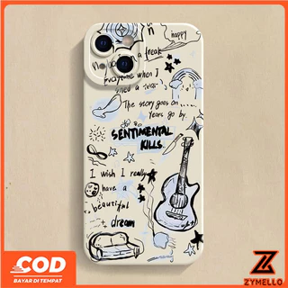 สําหรับ OPPO Reno 16F Reno 15F Reno14F Reno14 Pro Reno 13F Reno12 F Reno 11F Reno10 Reno8Z Reno7Z Reno8T Reno5 Reno4 Reno6z มีสไตล์สีดํา Graffiti กีตาร์กันกระแทก TPU เคสโทรศัพท์