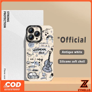 สําหรับ OPPO Reno 16F Reno 15F Reno14F Reno14 Pro Reno 13F Reno12 F Reno 11F Reno10 Reno8Z Reno7Z Reno8T Reno5 Reno4 Reno6z มีสไตล์สีดํา Graffiti กีตาร์กันกระแทก TPU เคสโทรศัพท์
